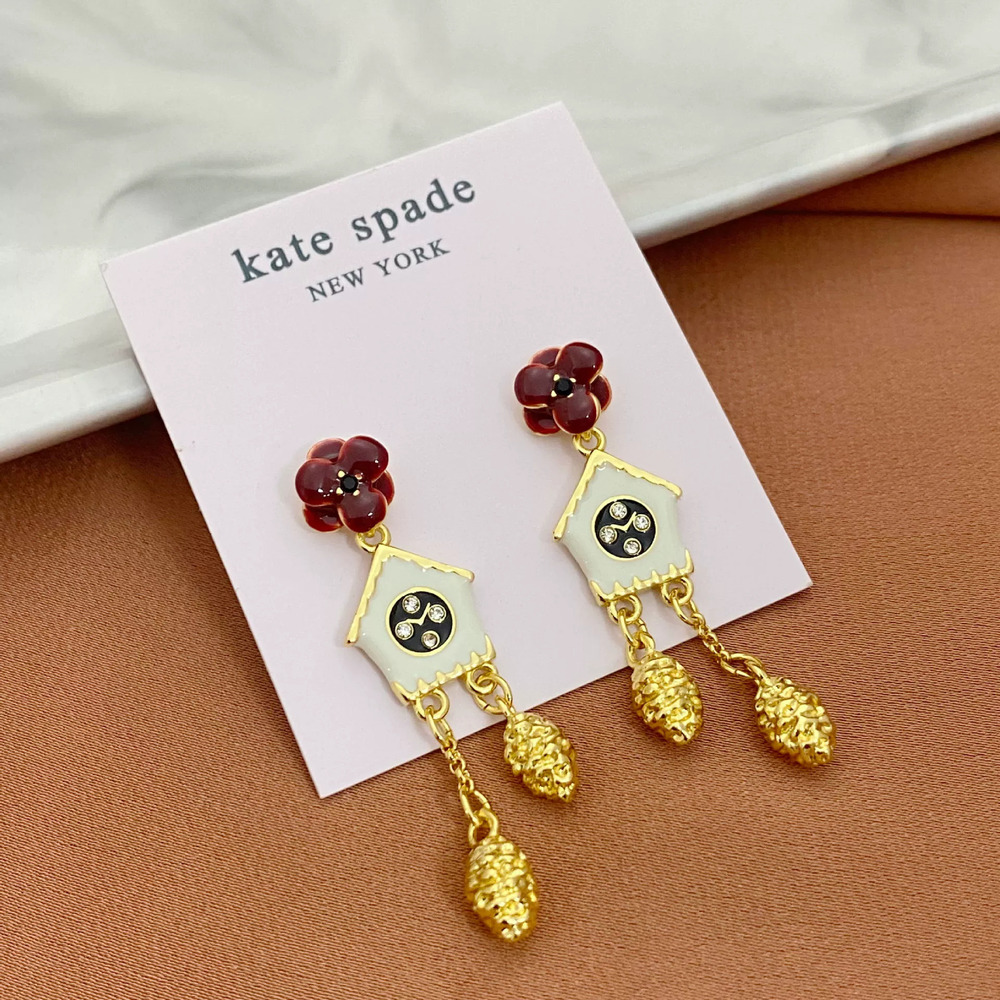 Kate SPADE Creative Enamel Flower House Long Tassel Metal Earrings